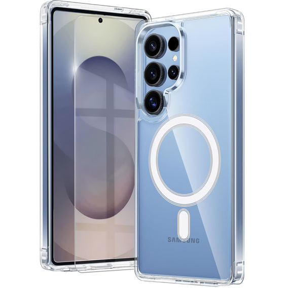 Pouzdro pro Samsung Galaxy S25 Ultra, Fusion Hybrid, pro MagSafe, průhledné + sklo na displej