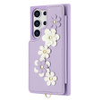Pouzdro pro Samsung Galaxy S25 Ultra, Leather Flower Card Slot, fialové