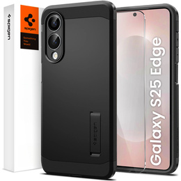 Pouzdro Spigen pro Samsung Galaxy S25 Edge, Tough Armor Mag MagSafe, černé + 9H tvrzené sklo