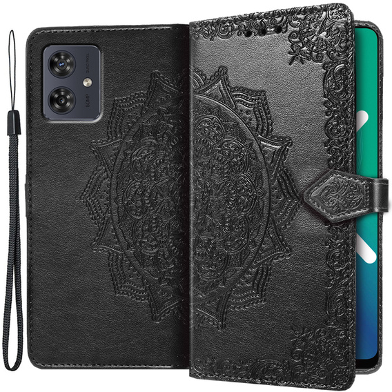 Klopové pouzdro pro Motorola Moto G54 5G, Mandala, černé