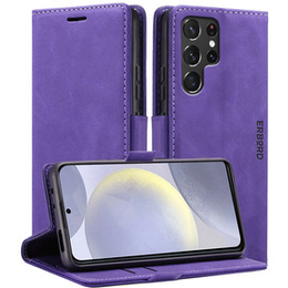 Pouzdro pro Samsung Galaxy S24 Ultra, ERBORD Vintage peněženka s klopou, fialové