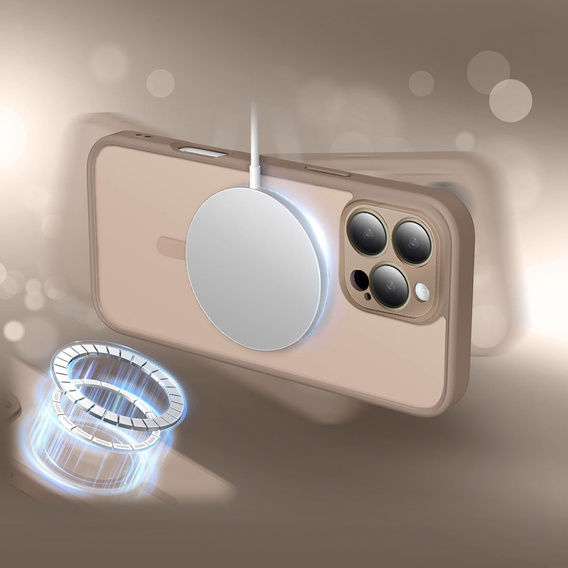 Pouzdro pro iPhone 16 Pro, pro MagSafe, ERBORD Matt Case, růžový + sklo na displej