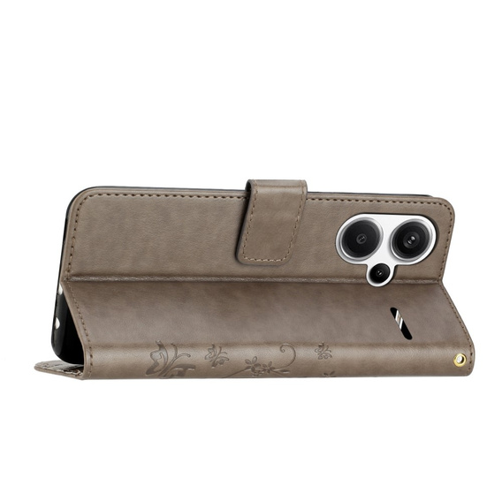 Klopové pouzdro pro Xiaomi Redmi Note 13 Pro+, Butterfly, šedé