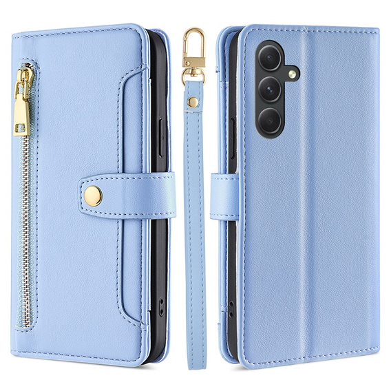 Klopové pouzdro pro Samsung Galaxy A54 5G, Wallet Zipper Pocket, modré