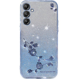 Pouzdro pro Samsung Galaxy S24, Glitter Flower, modré