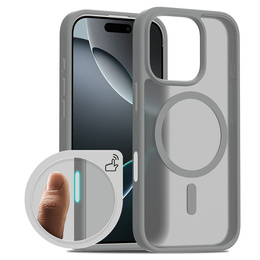 Pouzdro ERBORD MagSafe pro iPhone 16 Pro Max, Matte Case, aktivní tlačítko, matná / titanově šedá