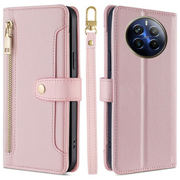Klopové pouzdro pro Realme 12 Pro 5G / 12 Pro+ 5G, Wallet Zipper Pocket, růžové