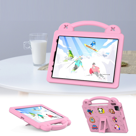 Dětské pouzdro pro iPad Air 10.9" 2022/2020 (5/4 gen.) / Pro 11" 2022/2021/2020 (4/3/2 gen.), Cute Patterns, se stojánkem, růžové