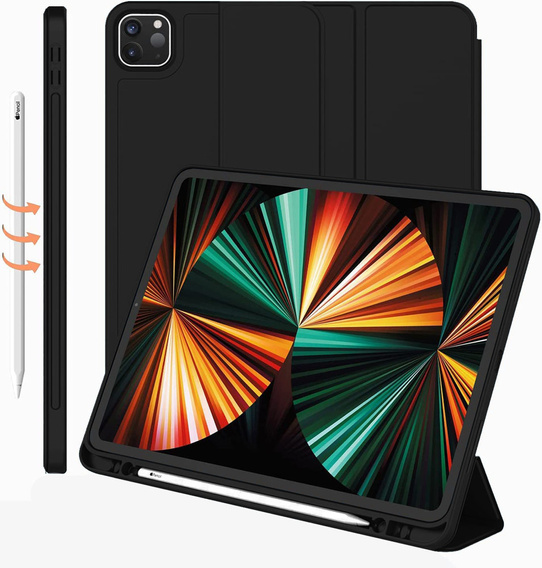 Pouzdro pro iPad Pro 12.9" 2022/2021/2020 (6/5/4 gen.), Smart Pencil, se slotem na stylus, černé