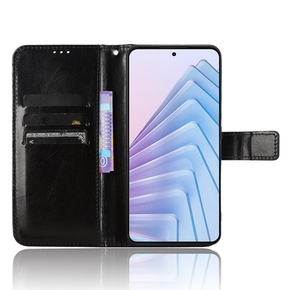 Klopové pouzdro pro Xiaomi Redmi Note 14 4G, Crazy Horse Wallet, černé
