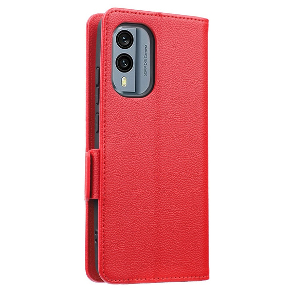 Klopové pouzdro pro Nokia X30 5G, Wallet Litchi Magnet Case, červené