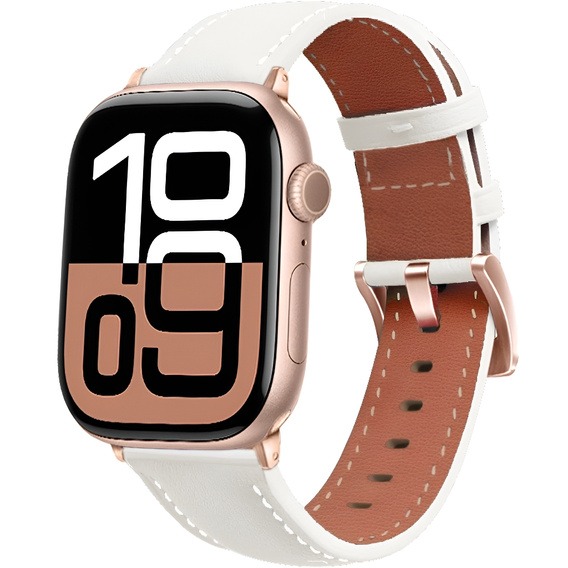 Kožený řemínek pro Apple Watch 1/2/3/4/5/6/7/8/SE/Ultra 42/44/45/49 mm, růžový