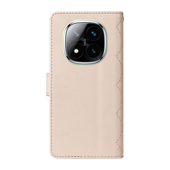 Pouzdro s klopou pro Xiaomi Redmi Note 14 Pro 5G / Xiaomi Redmi Note 14 Pro+ 5G / Xiaomi Poco X7 5G, Rhombus Crossbody Leather, béžové