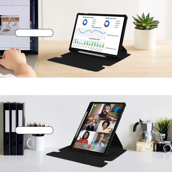 Pouzdro s klávesnicí pro Samsung Galaxy Tab S9 FE+ Plus, Rotary 360° Leather, černé