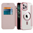 Klopové pouzdro pro iPhone 11 Pro Max, RFID Wallet MagSafe CamShield, růžové