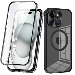 Magnetické pouzdro Dual Glass MagSafe pro iPhone 15, černé