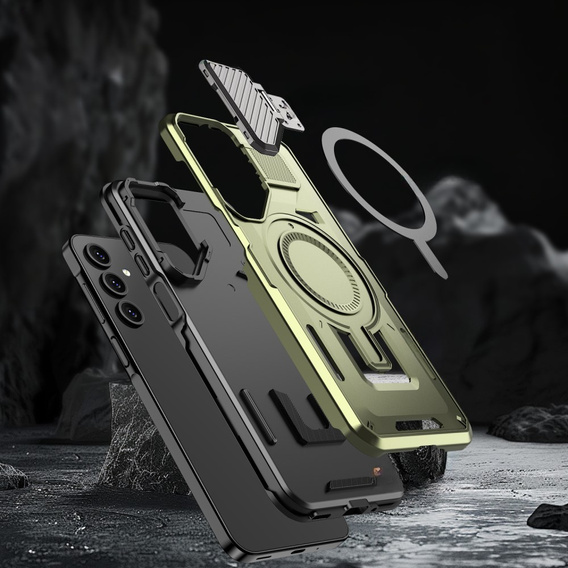 Pouzdro pro Samsung Galaxy A16, Military MagSafe with camera protection, zelené