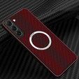 Pouzdro pro Samsung Galaxy S21, Magsafe Slim Carbon, červené