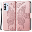 Klopové pouzdro pro Samsung Galaxy M23 5G / M13, Butterfly, růžové rose gold