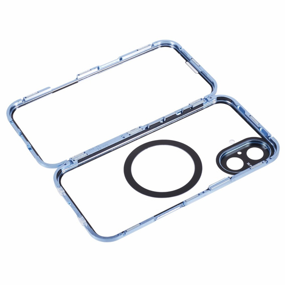 Magnetické pouzdro Dual Glass MagSafe pro iPhone 16, modré