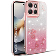 Pouzdro pro Motorola Moto G56 5G, Glitter Flower, růžové rose gold