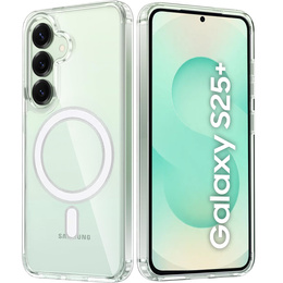 Pouzdro pro Samsung Galaxy S25+ Plus, Fusion Hybrid, pro MagSafe, průhledné + sklo na displej