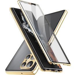 Pouzdro pro Samsung Galaxy S22 Ultra, Magnetic Dual Glass, zlaté