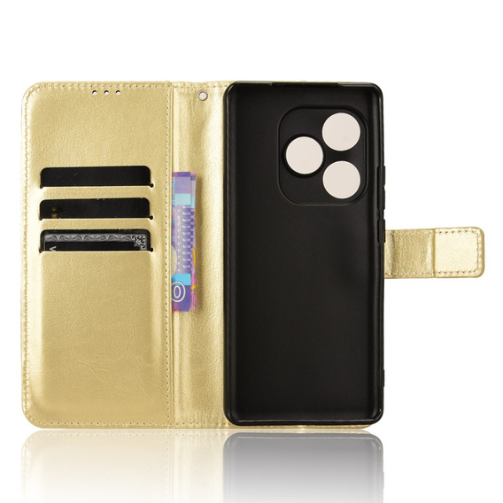 Klopové pouzdro pro Realme GT 6 / 6T, Crazy Horse Wallet, zlaté