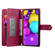 Klopové pouzdro pro iPhone 16 Plus, Wallet Zipper Pocket, červené