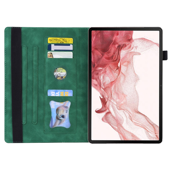 Pouzdro pro Samsung Galaxy Tab S10 FE+ Plus, Classic, s prostorem pro stylus, zelené
