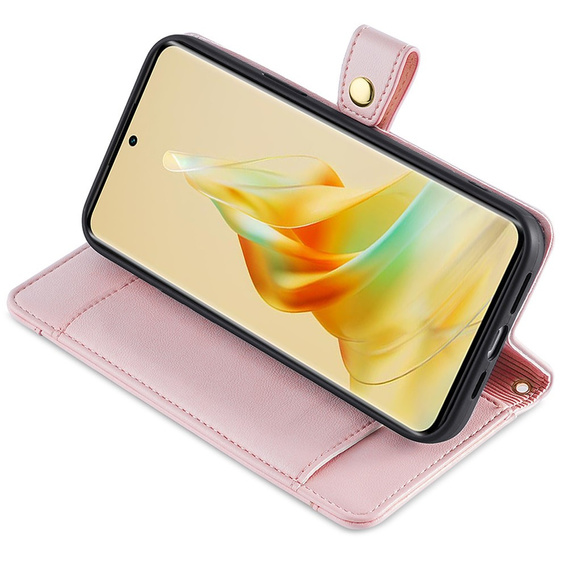 Klopové pouzdro pro Oppo Reno8 T 4G, Wallet Zipper Pocket, růžové