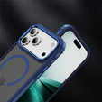 Matné pouzdro pro iPhone 17 Pro Max, pancéřované, pro MagSafe, kouřové s modrými boky