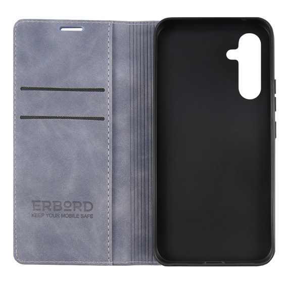 Pouzdro pro Samsung Galaxy A54, ERBORD Vintage peněženka s klopou, šedé