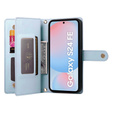Klopové pouzdro pro Samsung Galaxy S24 FE, Wallet Zipper Pocket, modré