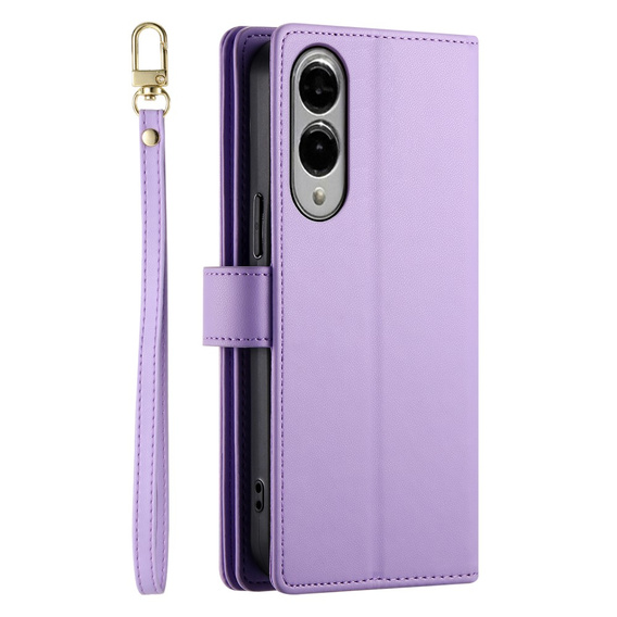 Klopové pouzdro pro Samsung Galaxy S25 Edge, Wallet Zipper Pocket, fialové