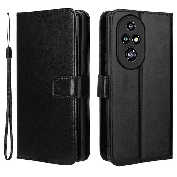 Klopové pouzdro pro Honor 200 Pro 5G, Crazy Horse Wallet, černé