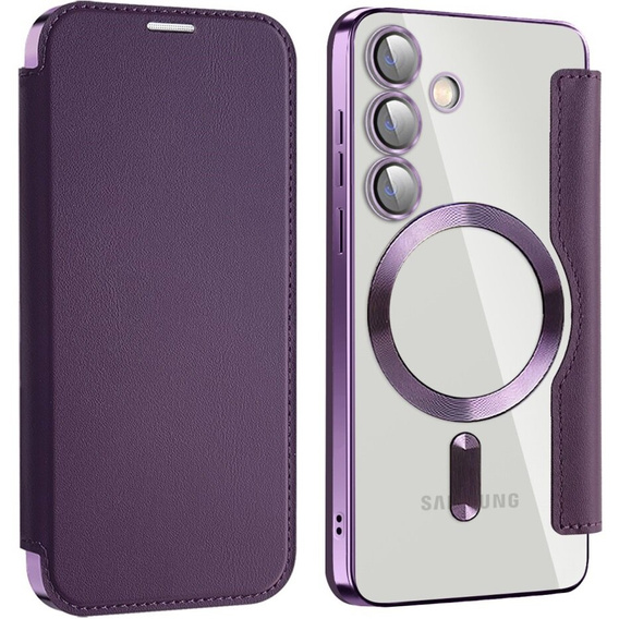 Klopové pouzdro pro Samsung Galaxy S24+ Plus, RFID Wallet MagSafe CamShield, fialové