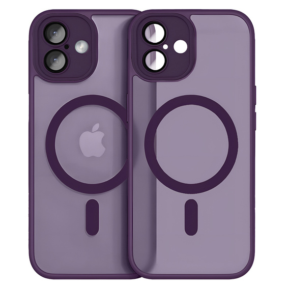 Pouzdro pro iPhone 16, pro MagSafe, ERBORD Matt Case, tmavě fialové + sklo na displej