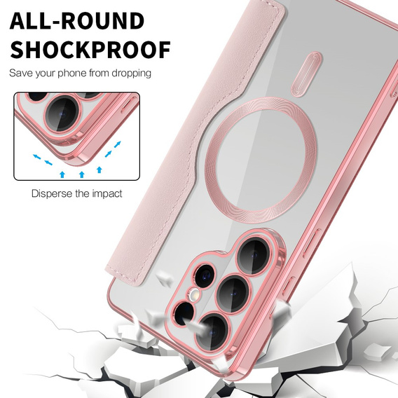 RFID Wallet MagSafe pouzdro s klopou a ochranou fotoaparátu pro Samsung Galaxy S26 Ultra