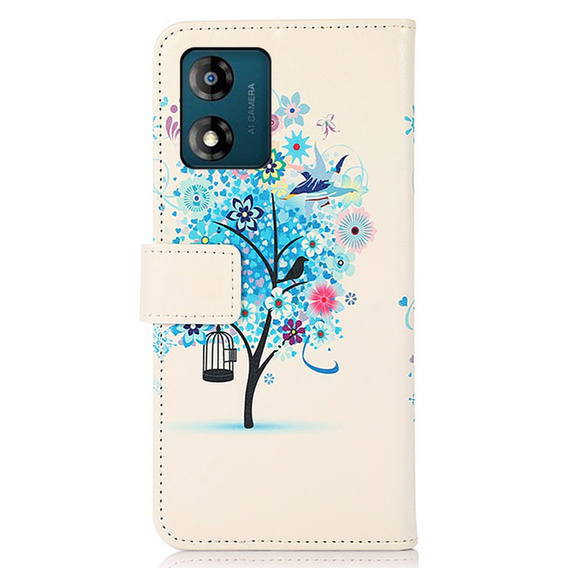 Klopové pouzdro pro Motorola Moto E13, Wallet Tree, modré