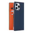 Klopové pouzdro pro iPhone 14 Pro Max, Litchi Skin Grain, námořnicky modré