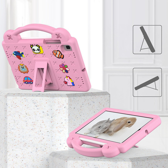 Dětské pouzdro pro Samsung Galaxy Tab S6 Lite 10.4 2020/2022 / Tab A7 2020 T500 / T505 / Tab S6 T860/T865, Cute Patterns, se stojánkem, růžové