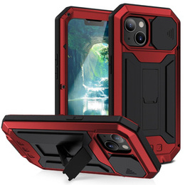 Pouzdro pro iPhone 13, R-JUST CamShield Slide, pancéřované, červené / černé