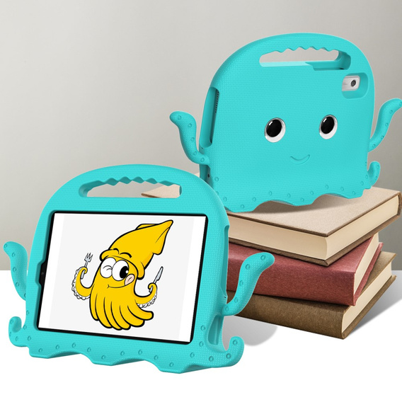 Dětské pouzdro pro Lenovo Tab M9, s rukojetí, chobotnice, zelené