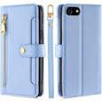 Klopové pouzdro pro iPhone 16E, Wallet Zipper Pocket, modré
