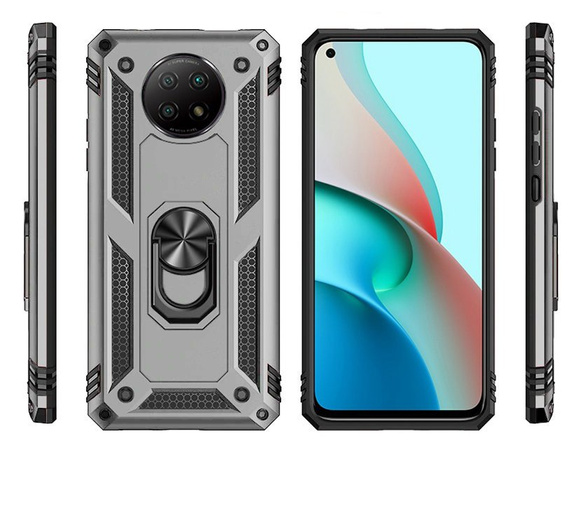 Pancéřové pouzdro pro Xiaomi Redmi Note 9T 5G, Nox Case Ring, stříbrné