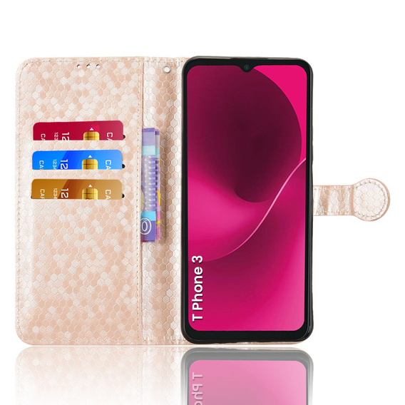 Flipové pouzdro pro T Phone 3 5G, Wallet Rhombus, zlaté