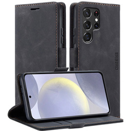 Pouzdro pro Samsung Galaxy S24 Ultra, ERBORD Vintage peněženka s klopou, černé