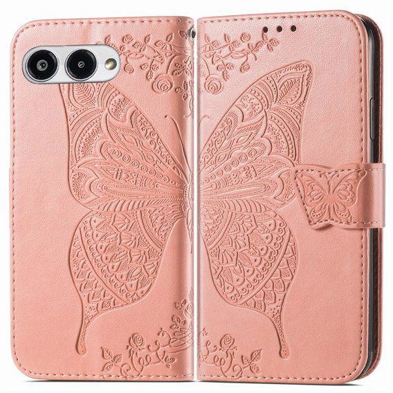 Klopové pouzdro pro T Phone 3 5G, Butterfly, růžové rose gold