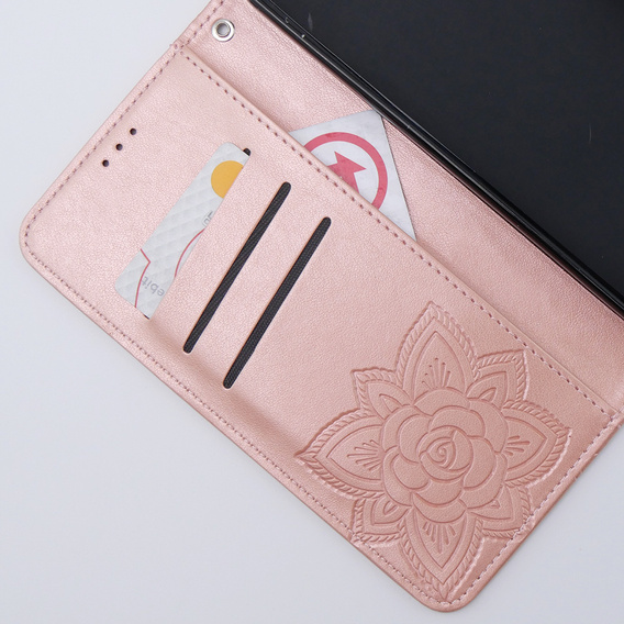 Klopové pouzdro pro Motorola Moto G54 5G, Butterfly, růžové rose gold